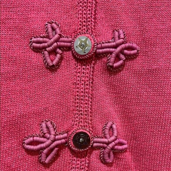 NWT Vtg Michael Simon Sweater M Ringmaster Rare Sample Sequin Beaded Pink Boho - Picture 3 of 9
